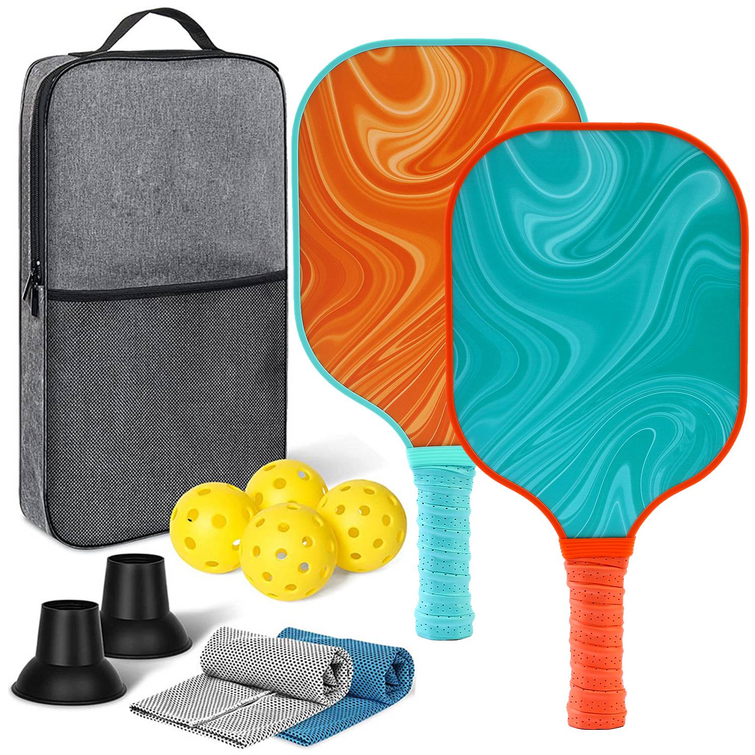 Glass fiber set [two -color shot] 2 shots+4 balls+2 towels+2 ball pickups+1 bag